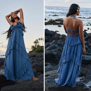 Free People Santa Luz Maxi Dress Blackbird Blue S